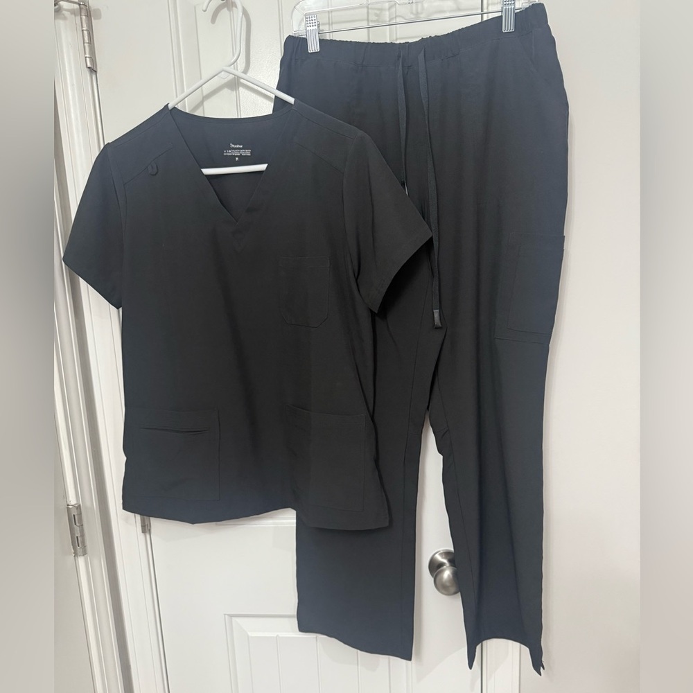 Black Scrub Top and Pants Set